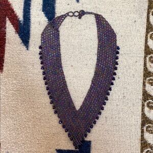Handmade Purple Beaded V-Shape Necklace - Unbranded